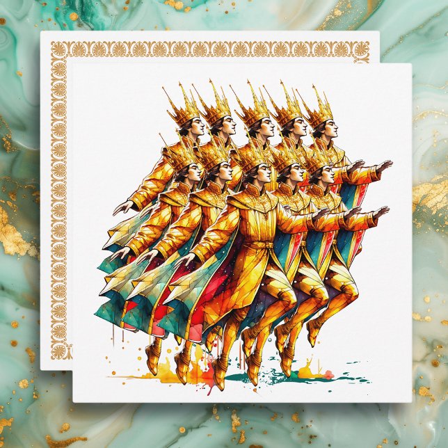 Tarjeta Festiva Diez señores a saltar | Doce días de Navidades (Subido por el creador)