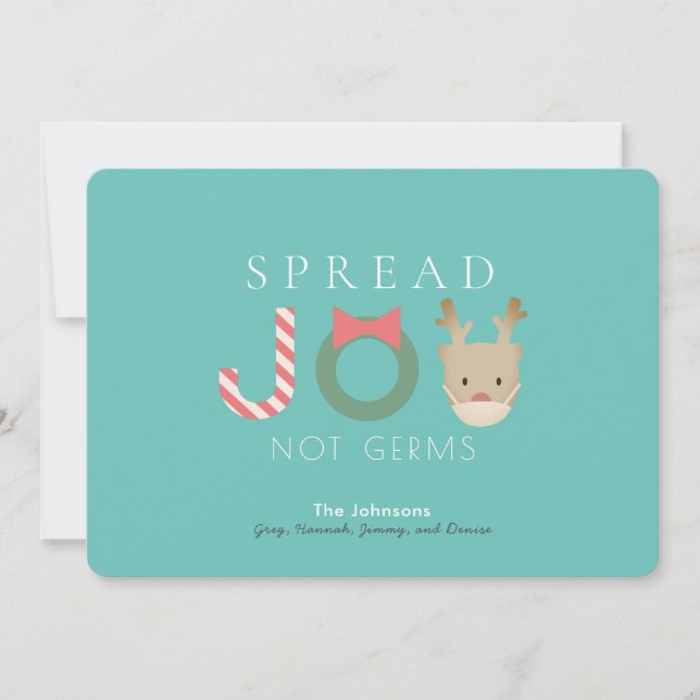 Tarjeta Festiva Difundir JOY Reindeer Mask Blue Navidades (Anverso)