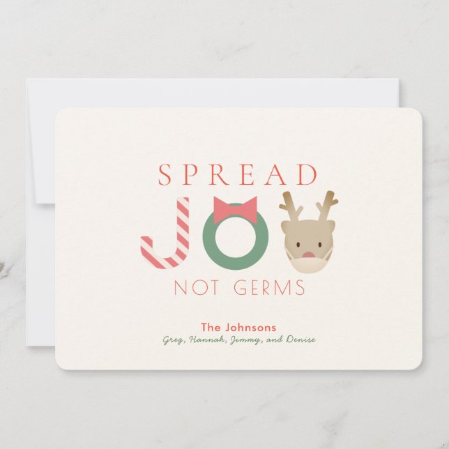 Tarjeta Festiva Difundir Navidades blancos de máscara de reno JOY (Anverso)