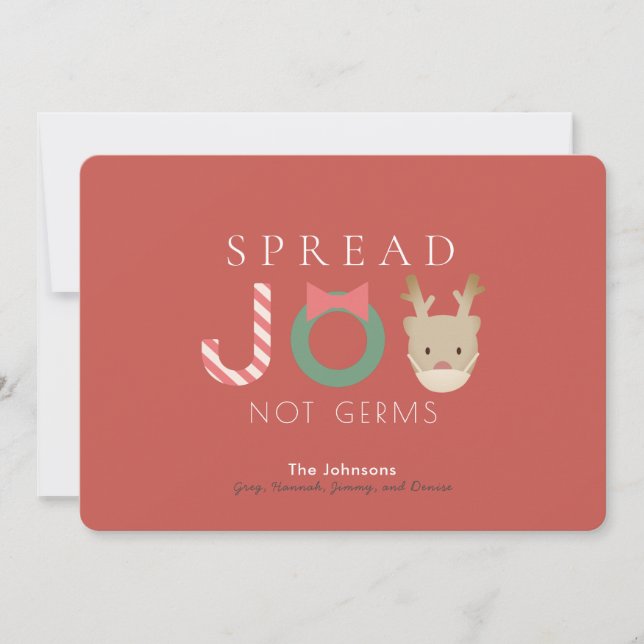 Tarjeta Festiva Difundir Navidades rojos de la máscara de reno JOY (Anverso)