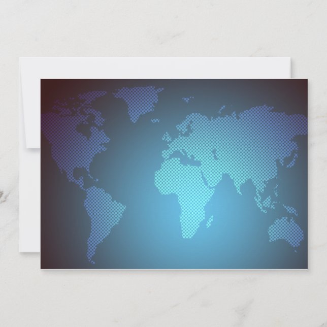 Tarjeta Festiva Digital Dot World Map Gradient Art (Anverso)