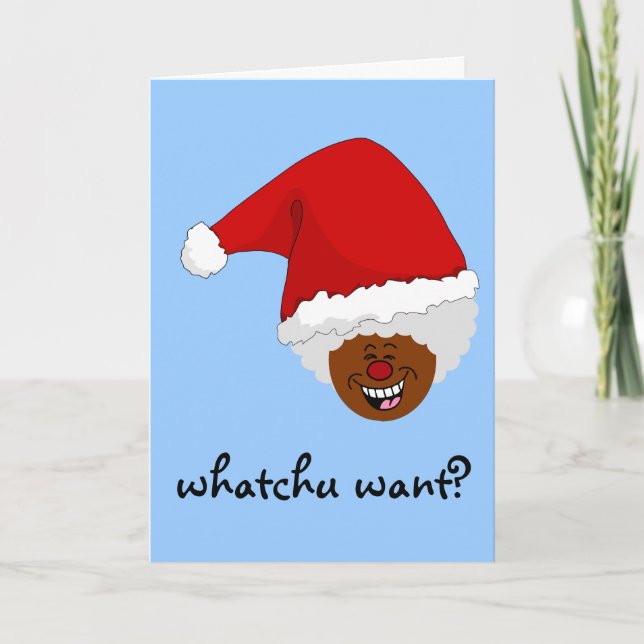 Tarjeta Festiva Dile a Black Santa lo que quieres a los Navidades (Anverso)