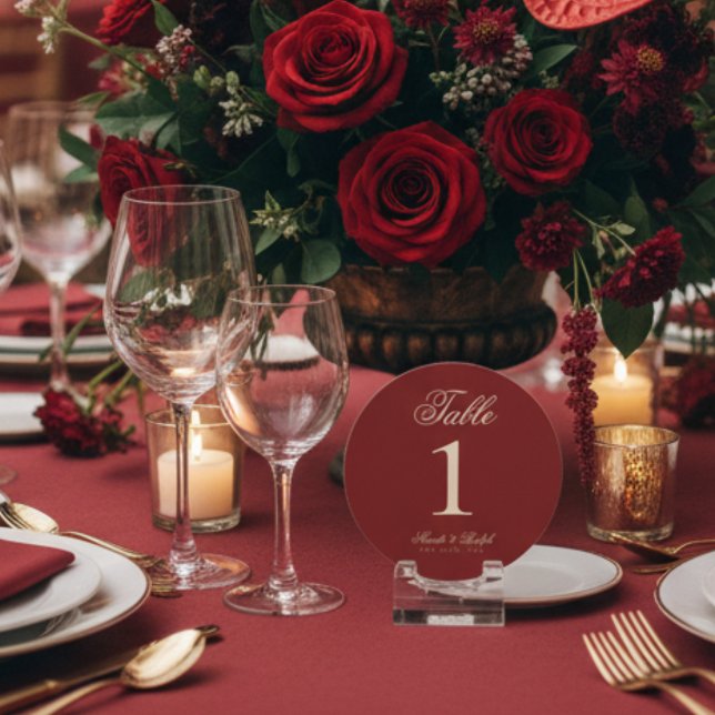 Tarjeta Festiva Dinero antiguo simple Boda rojo negrita Números de (Guide guests with sophistication using these Old Money Bold Red Wedding Table Numbers!)
