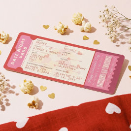 Tarjeta Festiva Dinner & A Movie Love Ticket Valentine’s Day