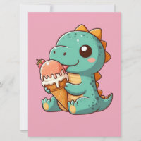 Dino de comer helado lindo