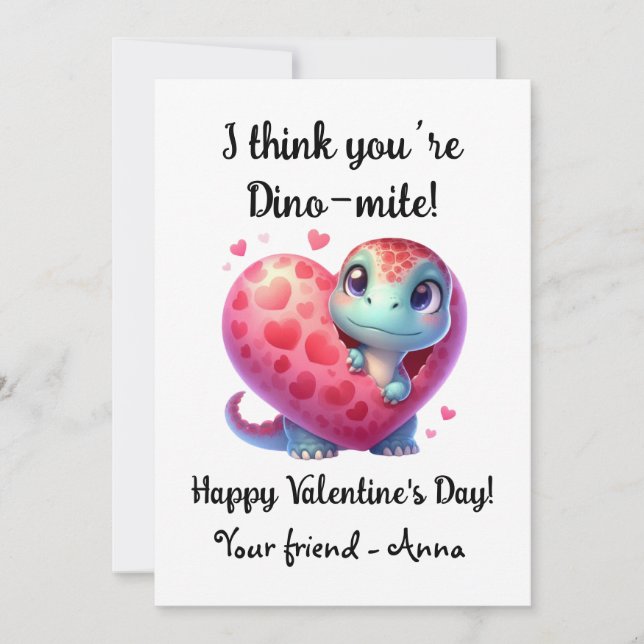 Tarjeta Festiva Dino-mite personalizado del Día de San Valentín (Anverso)