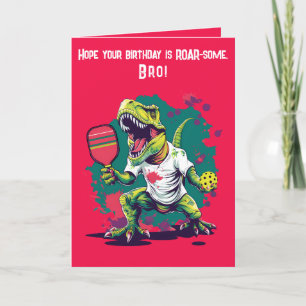 Tarjeta Festiva Dino-mite pickleball divertido Cumpleaños