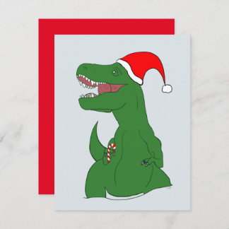 Tarjeta Festiva Dinosaur Christmas Holiday Card