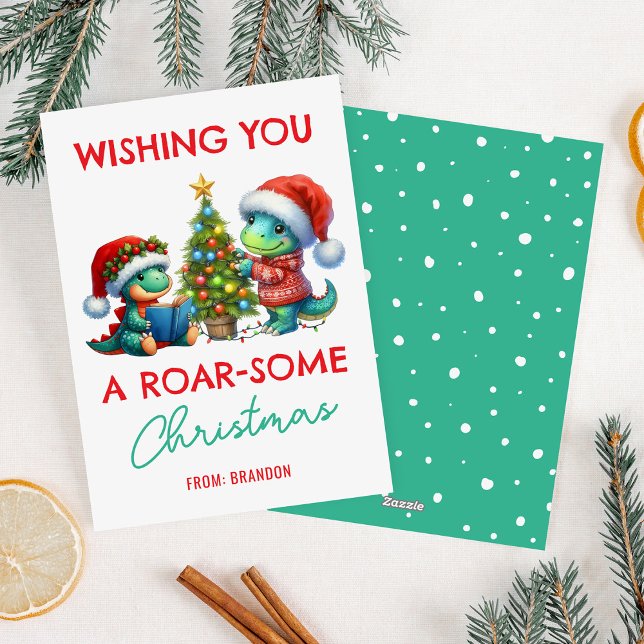 Tarjeta Festiva Dinosaur Kids Classroom Christmas (Subido por el creador)