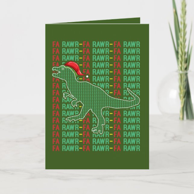 Tarjeta Festiva Dinosaurio de Navidades festivos (Anverso)