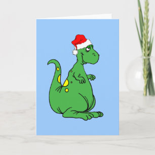Tarjeta Festiva dinosaurio Santa