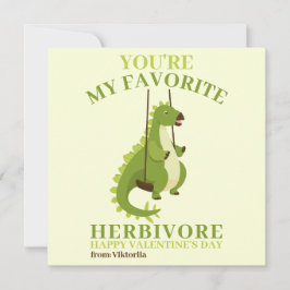 Tarjeta Festiva Dinosaurio verde lindo dino divertido Valentines