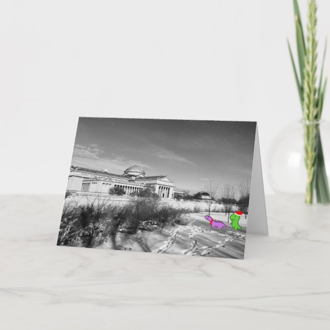 Tarjeta Festiva Dinosaurios en el museo de la ciencia y de la (Anverso)