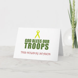 Tarjeta Festiva Dios bendice a nuestras tropas estas vacaciones