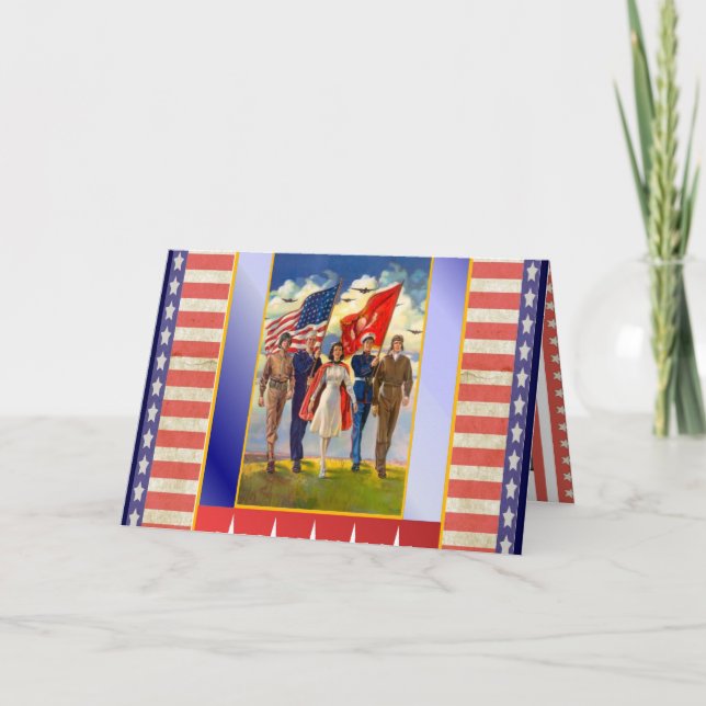 Tarjeta Festiva Dios bendice América (Anverso)