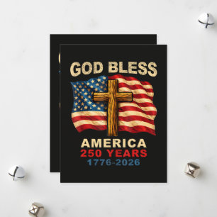 Tarjeta Festiva Dios Bendiga a América 250 Años 1776-2026
