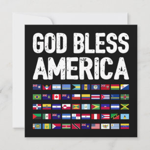 Tarjeta Festiva Dios Bendiga a América Todos los Países Orgullo La