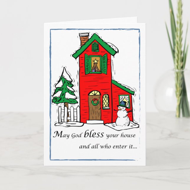 Tarjeta Festiva Dios bendiga a los Navidades de la casa (Anverso)