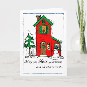 Tarjeta Festiva Dios bendiga a los Navidades de la casa