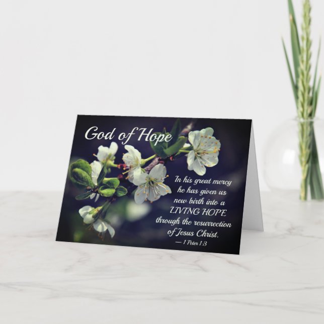Tarjeta Festiva Dios de la Esperanza Primavera Flores Pascua (Anverso)