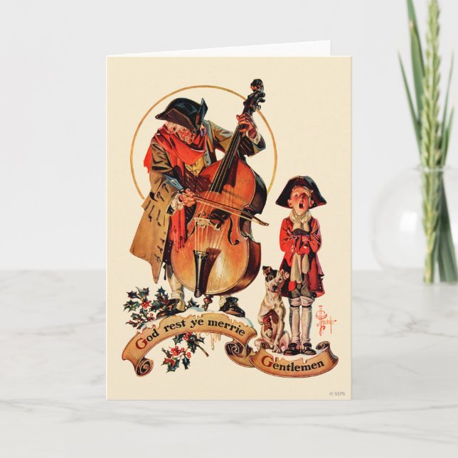 Tarjeta Festiva Dios descanse usted Merrie Caballeros (Anverso)