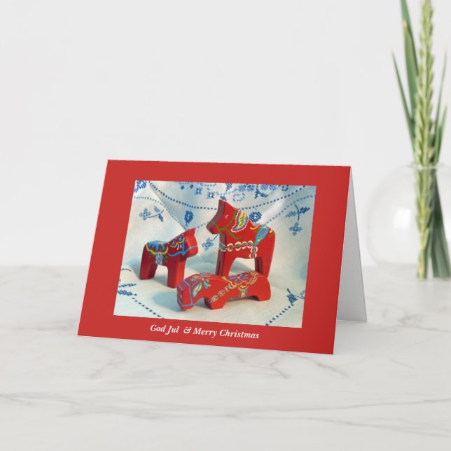 Tarjeta Festiva Dios Jul Dala Horse (Anverso)