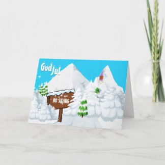Tarjeta Festiva Dios jul divertido tomte nisse no esquiar vacacion