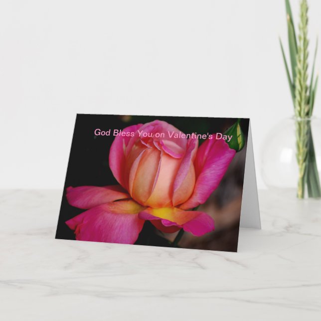 Tarjeta Festiva Dios te bendiga con el El día de San Valentín (Anverso)