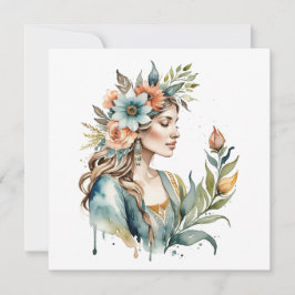 Tarjeta Festiva Diosa de las Flores Ostara Sabbat del Equinoccio d