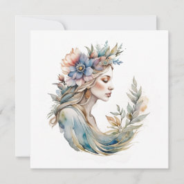 Tarjeta Festiva Diosa de las Flores Ostara Sabbat del Equinoccio d