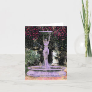 Tarjeta Festiva Diosa del Jardín ~ Flores Pintando estatua