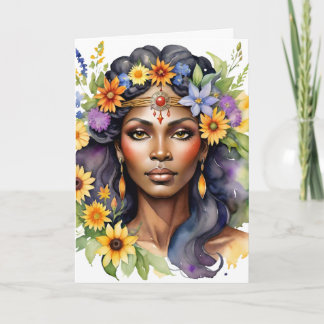 Tarjeta Festiva Diosa floral de verano de Beltane Sabbat Wicca
