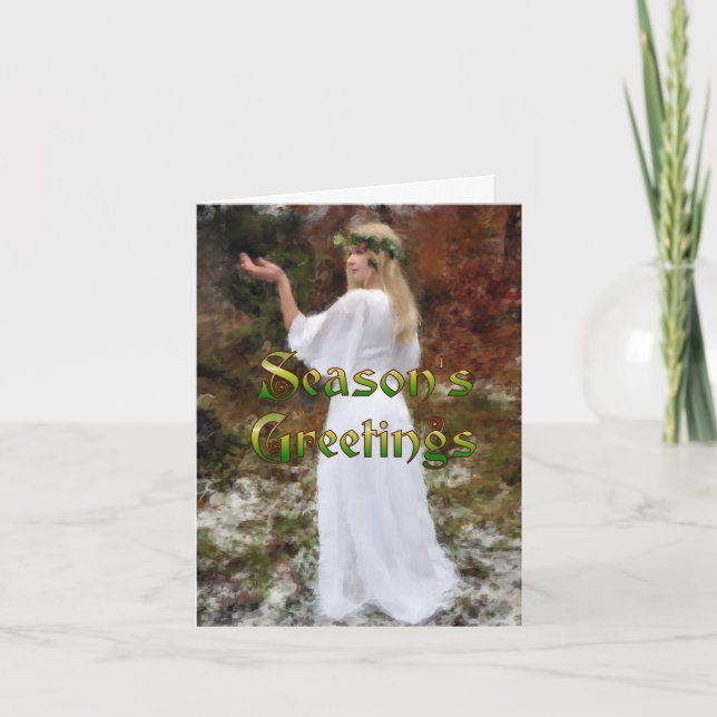 Tarjeta Festiva Diosa forestal - Saludos de temporada (Anverso)