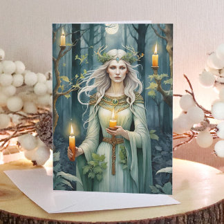 Tarjeta Festiva Diosa Imbolc Bosque Candlemas Celtic Wiccan