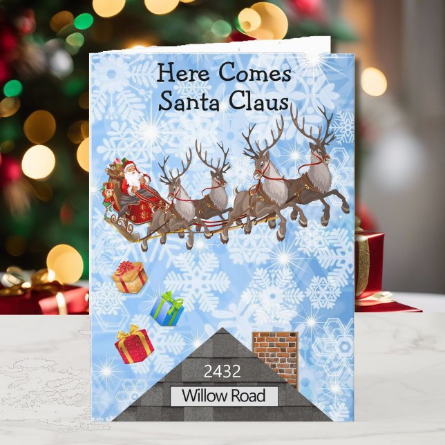 Tarjeta Festiva Dirección de la casa del niño Navidades Santa Clau (Subido por el creador)