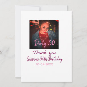 Tarjeta Festiva Dirty 30 Cumpleaños añadir nombre rosa añadir fech