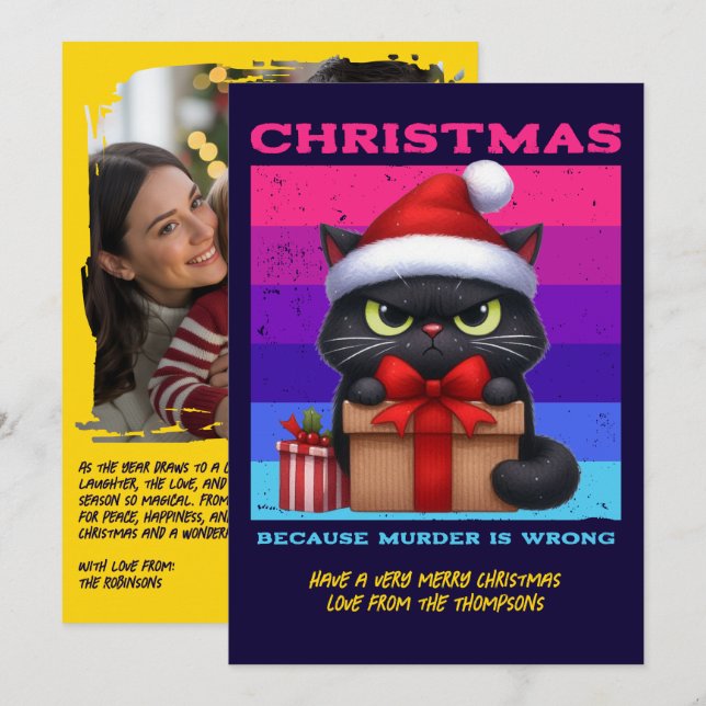 Tarjeta Festiva Disco Holiday Funny Cat Retro Christmas Photo (Anverso / Reverso)