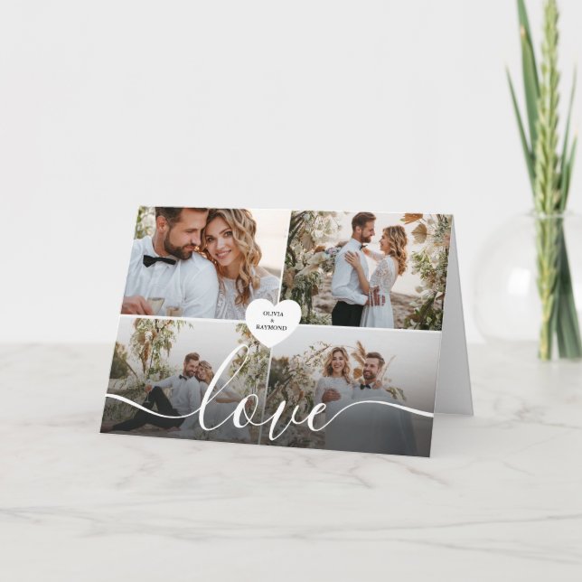 Tarjeta Festiva Diseña Tu Propia Fotografía de Collage de Amor (Anverso)