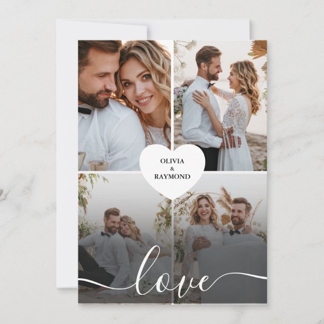Tarjeta Festiva Diseña Tu Propia Fotografía de Collage de Amor (Anverso)