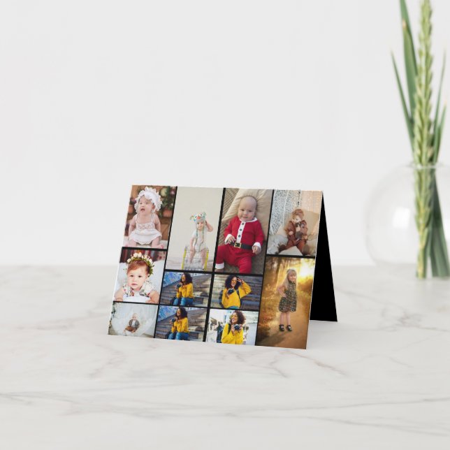 Tarjeta Festiva Diseña tu propio collage de 11 fotos (Anverso)