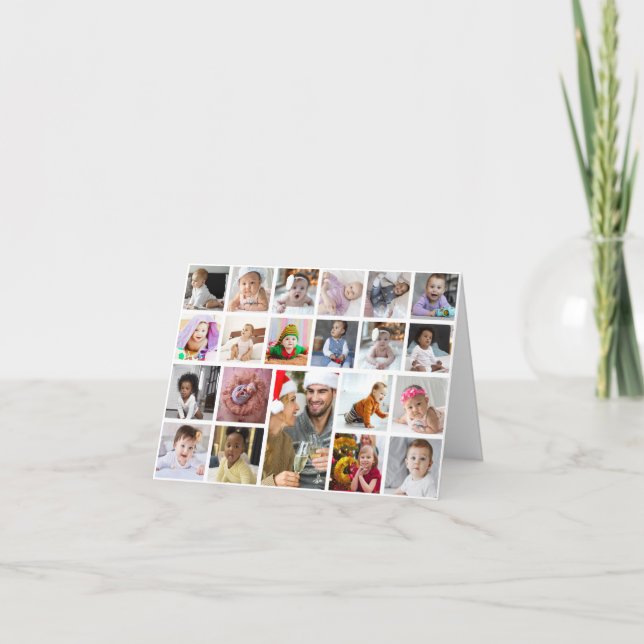 Tarjeta Festiva Diseña tu propio collage de 21 fotos (Anverso)