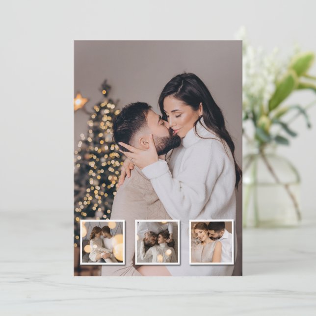 Tarjeta Festiva Diseña tu propio collage de 4 fotos (Anverso de pie)