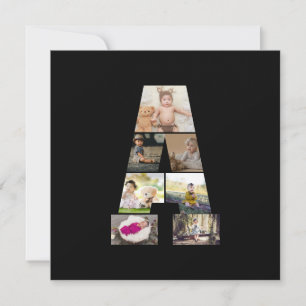 Tarjeta Festiva Diseña tu propio collage de fotos con la letra A