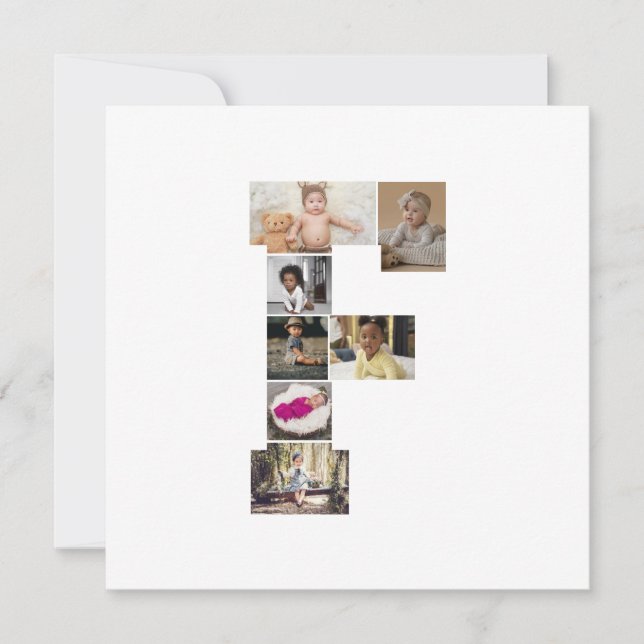 Tarjeta Festiva Diseña tu propio collage de fotos con la letra F (Anverso)