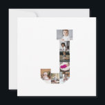 Tarjeta Festiva Diseña tu propio collage de fotos con la letra J<br><div class="desc">Este collage de fotos con monograma es un diseño personalizado que combina un monograma destacado (iniciales o una letra) con una colección de fotos dispuestas artísticamente dentro o alrededor del mismo. Es una forma elegante de mostrar recuerdos mientras se añade un toque único y sofisticado a la decoración o a...</div>