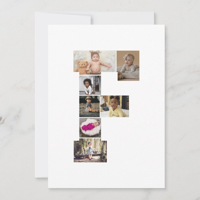 Tarjeta Festiva Diseñar su propia letra F Collage de fotos (Anverso)