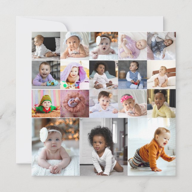 Tarjeta Festiva Diseñar su propio Collage de fotos de 18 (Anverso)