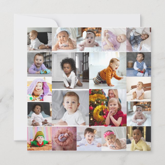 Tarjeta Festiva Diseñar su propio Collage de fotos de 20 (Anverso)