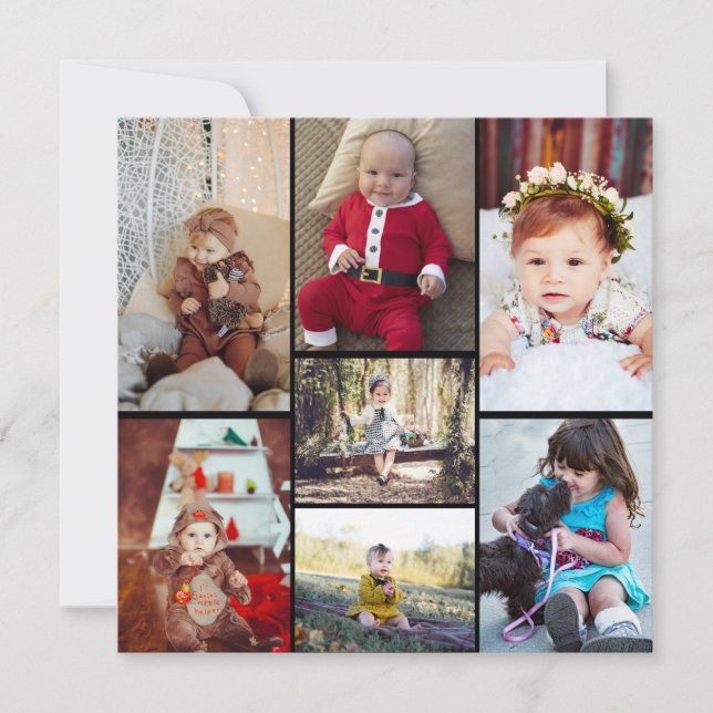 Tarjeta Festiva Diseñar su propio Collage de fotos de 7 (Anverso)