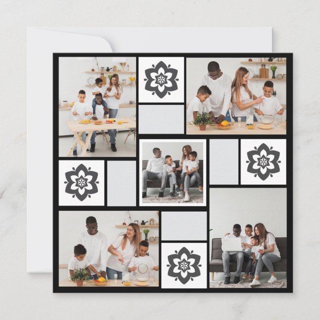 Tarjeta Festiva Diseñar su propio Collage de fotos Floral 5 (Anverso)
